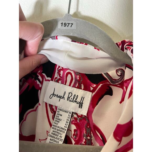 Joseph Ribkoff Red Black Sleeveless V-Neck Knee Length Dress Sz 10 - Picture 3 of 3